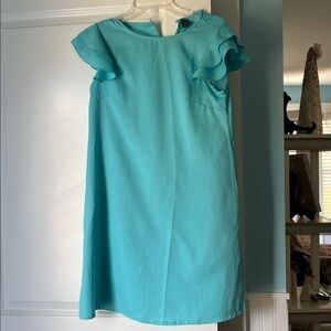 Aqua Ruffle Sleeve Dress